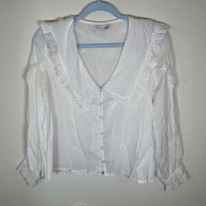 ASOS Design White Eyelet Button Down Blouse